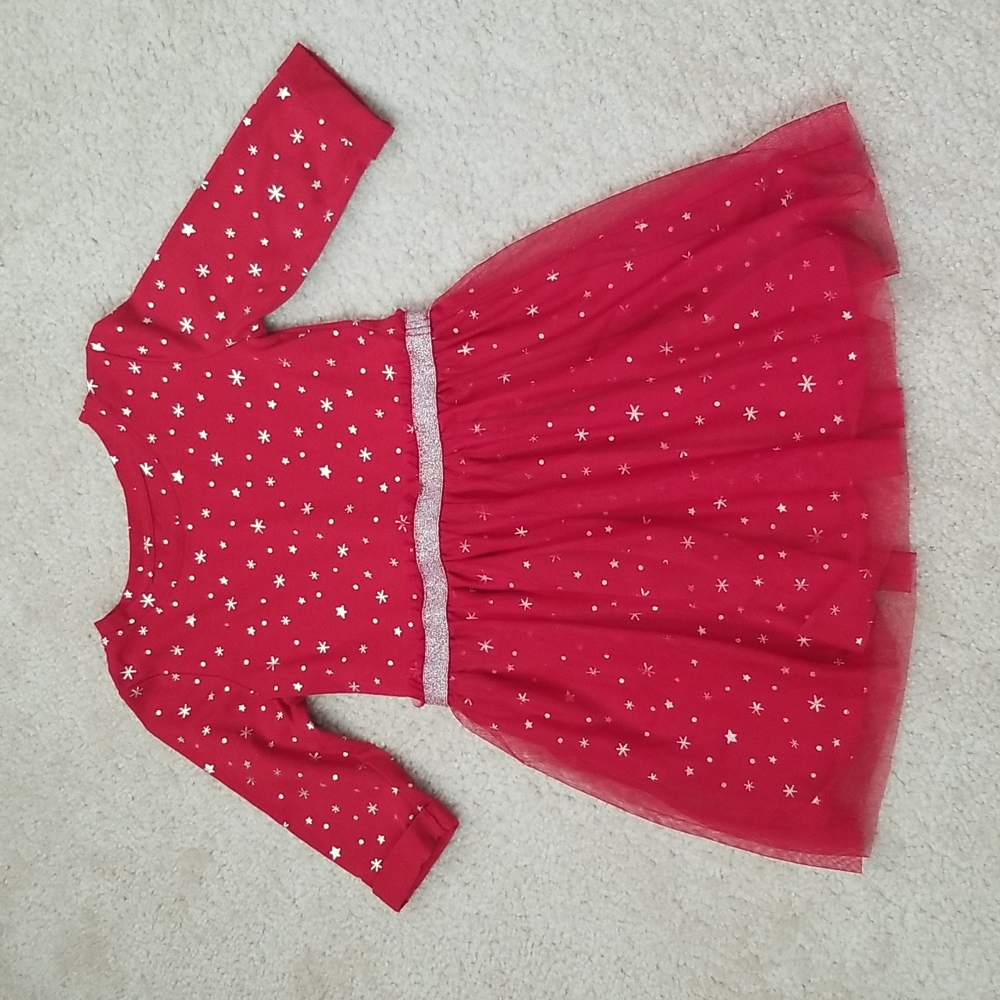 Cat & Jack Snow Flakes and Stars Dress sizeS (6/6×)